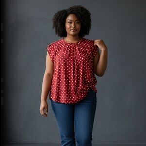 Red Polka Dot Women's Top
